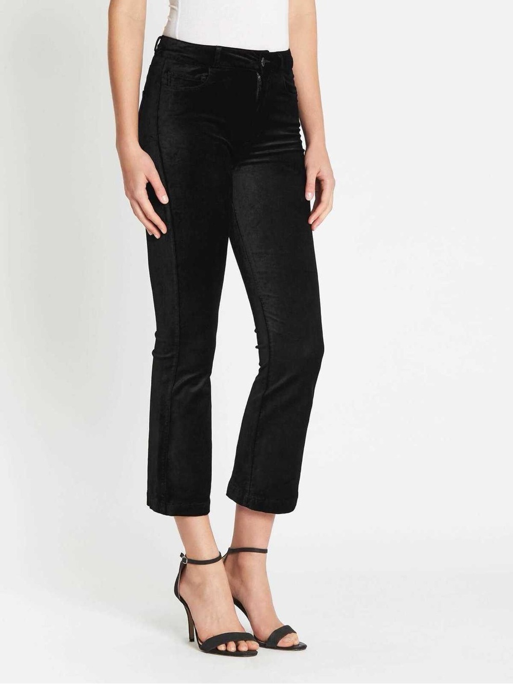 PAIGE Colette Crop Flare Black Velvet Jeans